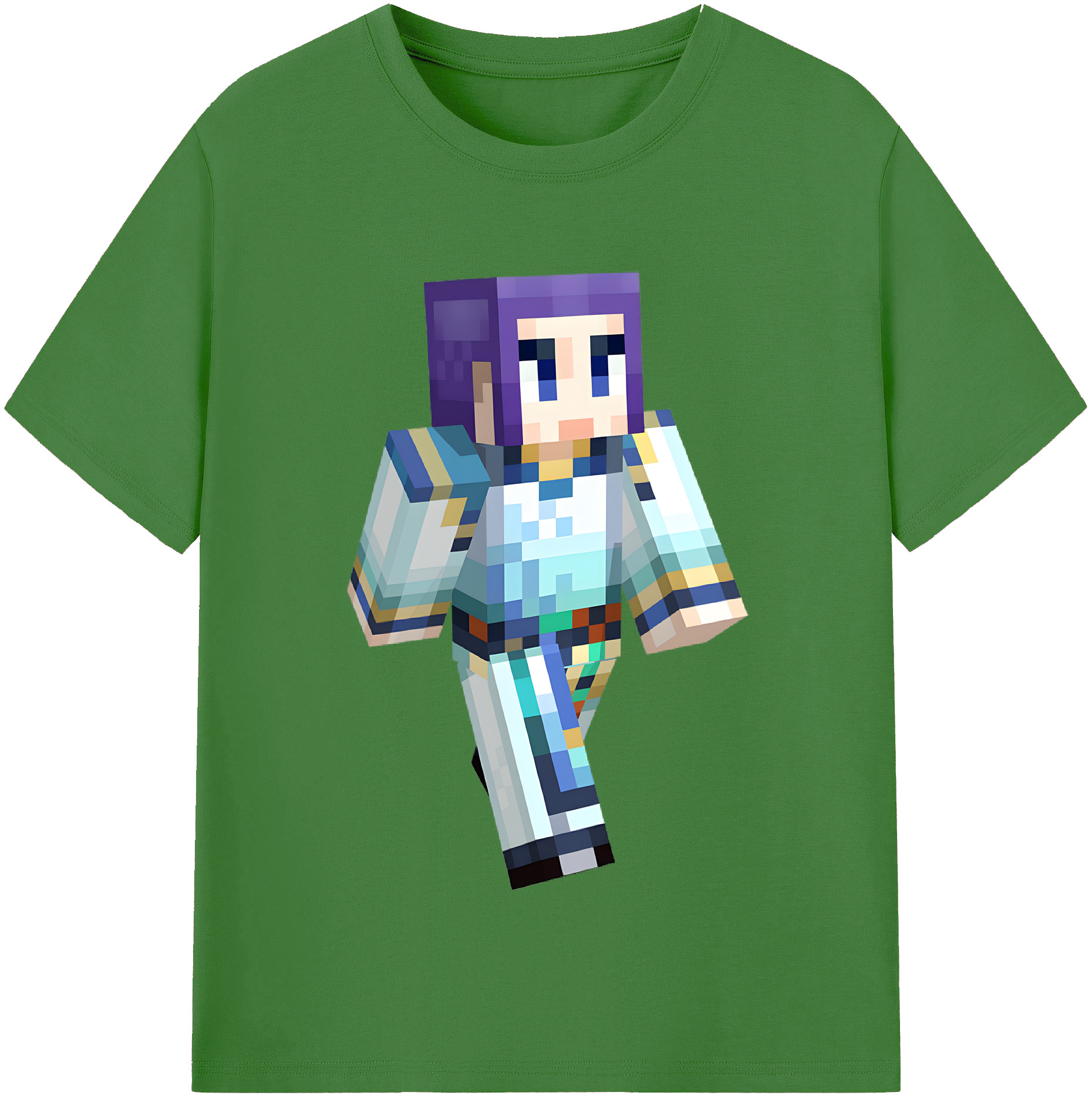 （画像用） マインクラフト ブロックの世界 Minecraft MC Block world レディースカジュアルプリントTシャツ（綿100％）